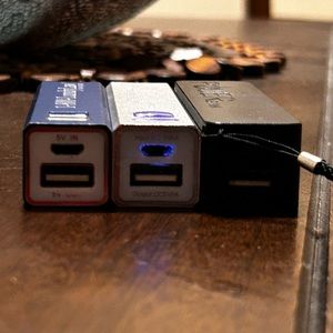 3 Power banks. USB charging blocks